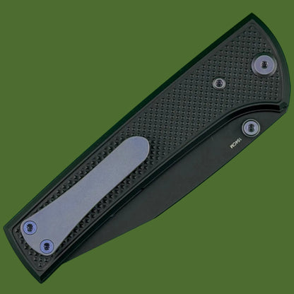 Chaves Blue Label Scapegoat 229 Liner Lock Black Knurled Aluminum Handles Purple Hardware (Black)