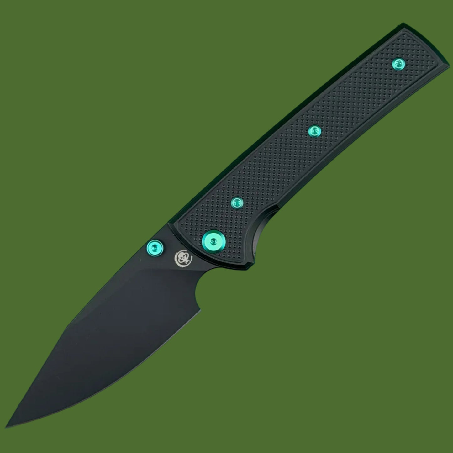 Chaves Blue Label Scapegoat 229 Liner Lock Black Knurled Aluminum Handles Green Hardware (Black)