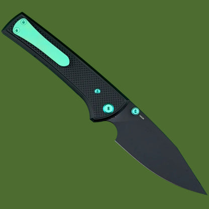 Chaves Blue Label Scapegoat 229 Liner Lock Black Knurled Aluminum Handles Green Hardware (Black)