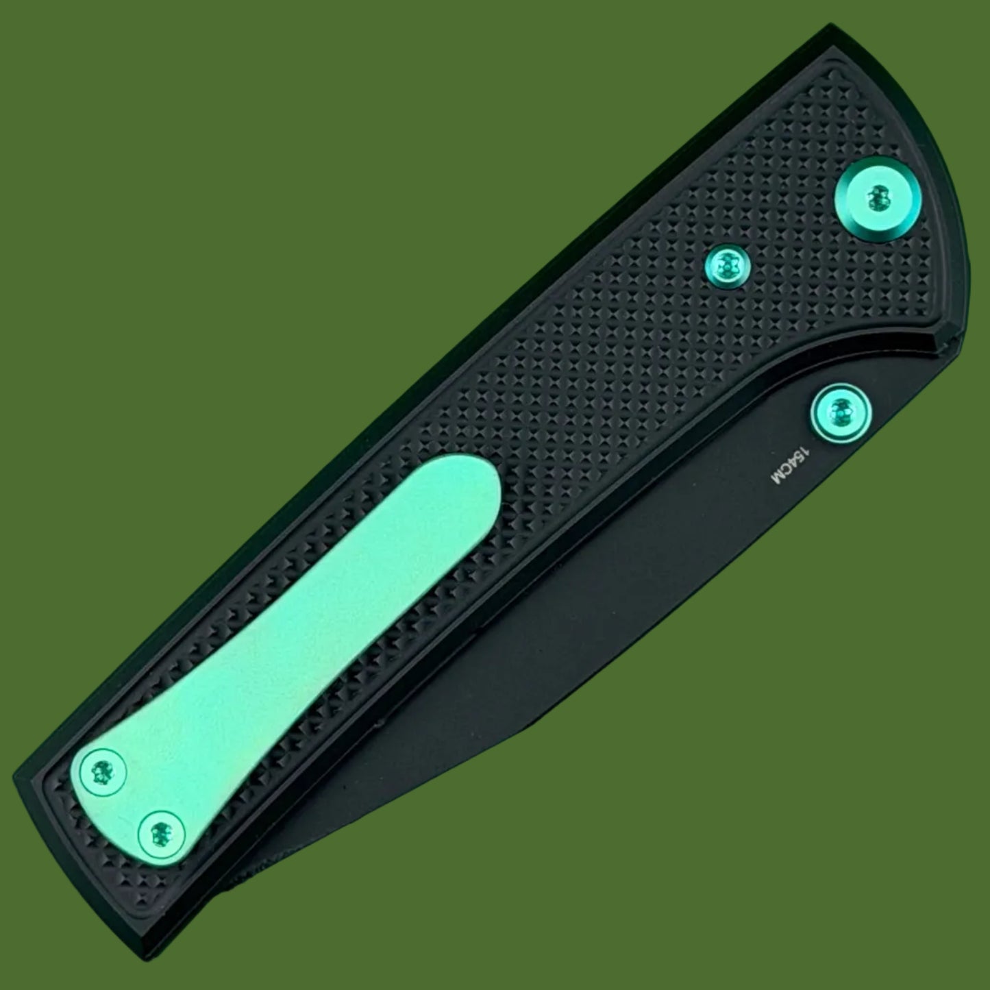Chaves Blue Label Scapegoat 229 Liner Lock Black Knurled Aluminum Handles Green Hardware (Black)