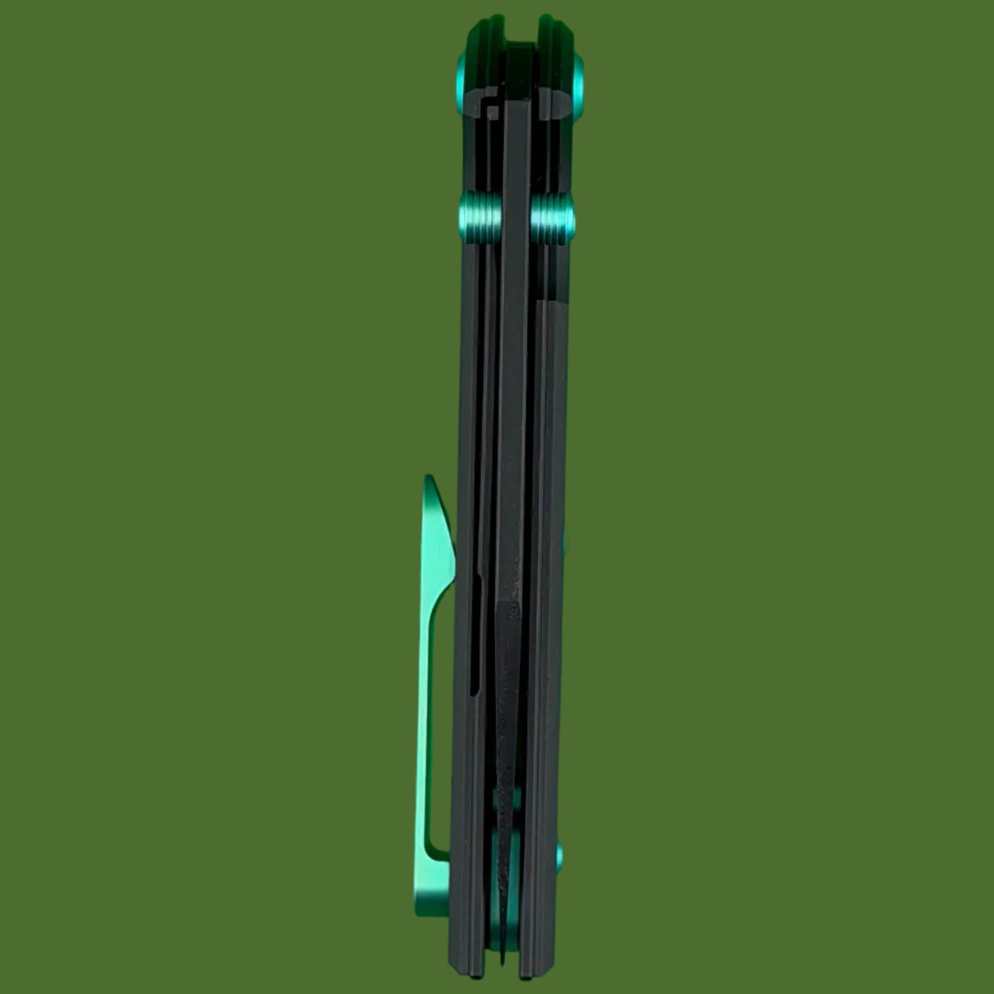 Chaves Blue Label Scapegoat 229 Liner Lock Black Knurled Aluminum Handles Green Hardware (Black)