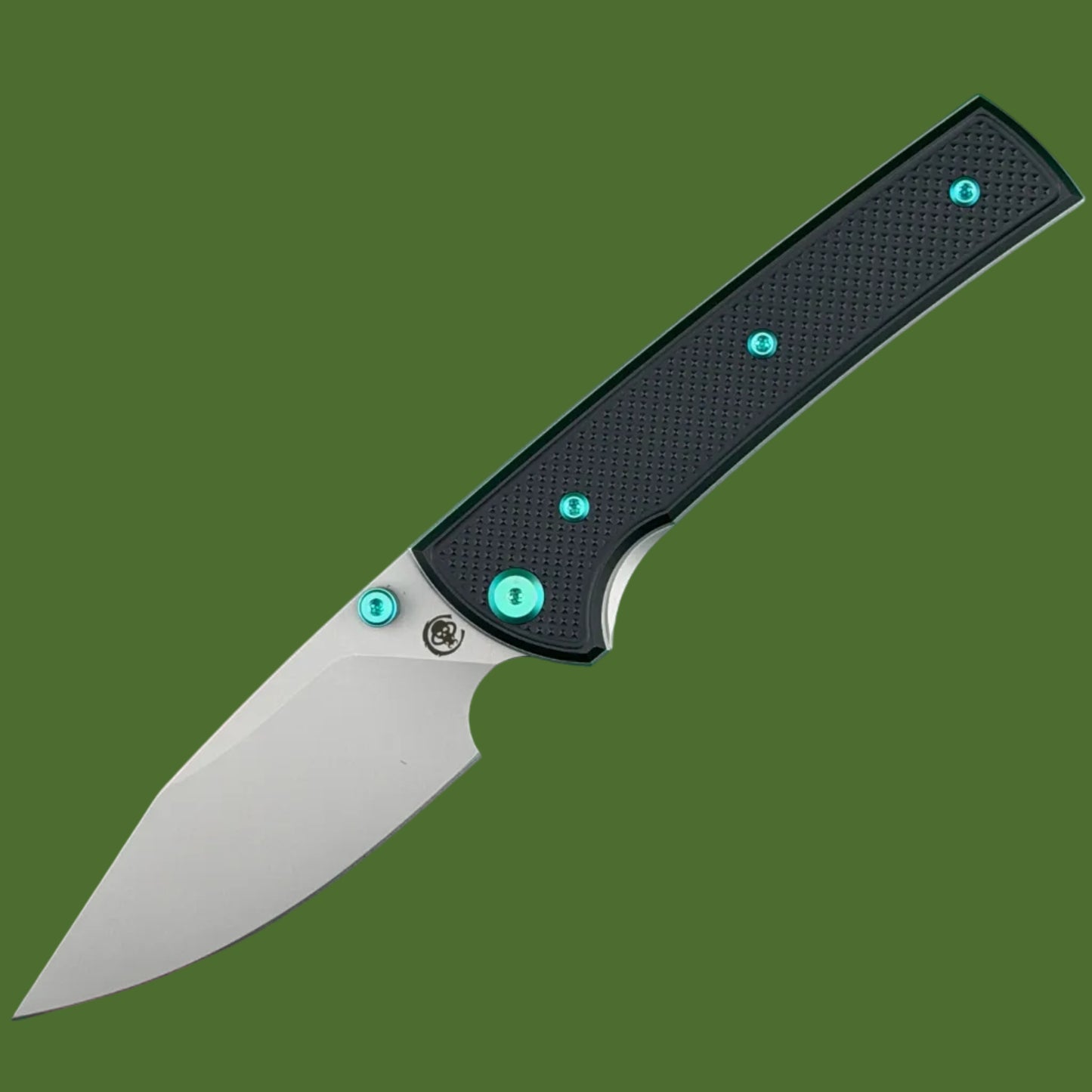 Chaves Blue Label Scapegoat 229 Liner Lock Black Knurnled Aluminum Handles Green Hardware (Stonewash)