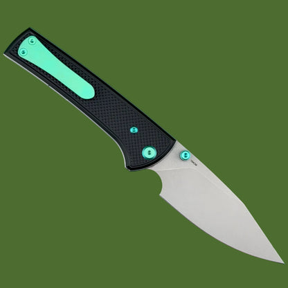 Chaves Blue Label Scapegoat 229 Liner Lock Black Knurnled Aluminum Handles Green Hardware (Stonewash)
