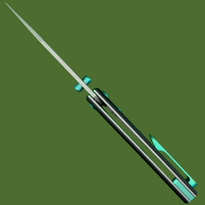 Chaves Blue Label Scapegoat 229 Liner Lock Black Knurnled Aluminum Handles Green Hardware (Stonewash)