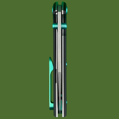 Chaves Blue Label Scapegoat 229 Liner Lock Black Knurnled Aluminum Handles Green Hardware (Stonewash)