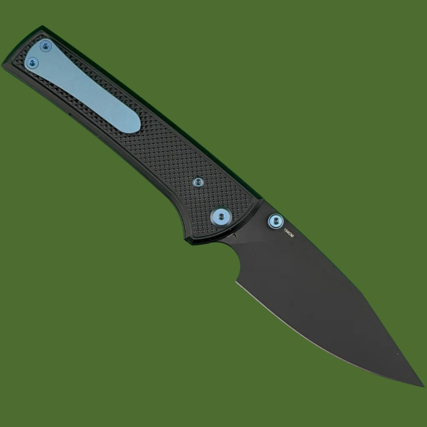Chaves Blue Label Scapegoat 229 Liner Lock Black Knurled Aluminum Handles Blue Hardware (Black)
