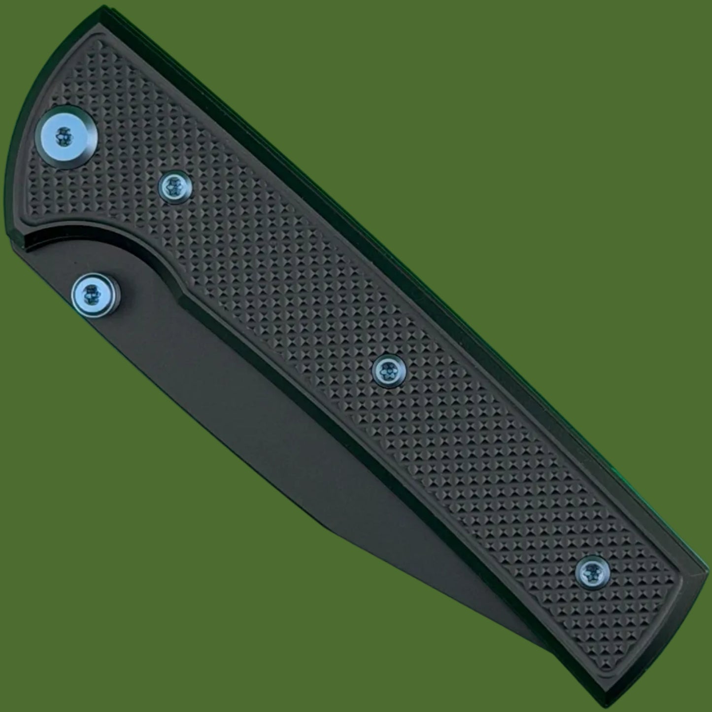 Chaves Blue Label Scapegoat 229 Liner Lock Black Knurled Aluminum Handles Blue Hardware (Black)