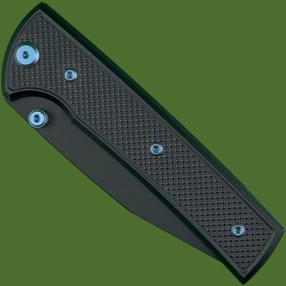 Chaves Blue Label Scapegoat 229 Liner Lock Black Knurled Aluminum Handles Blue Hardware (Black)