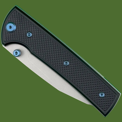 Chaves Blue Label Scapegoat 229 Liner Lock Black Knurled Aluminum Handles Blue Hardware (Stonewash)