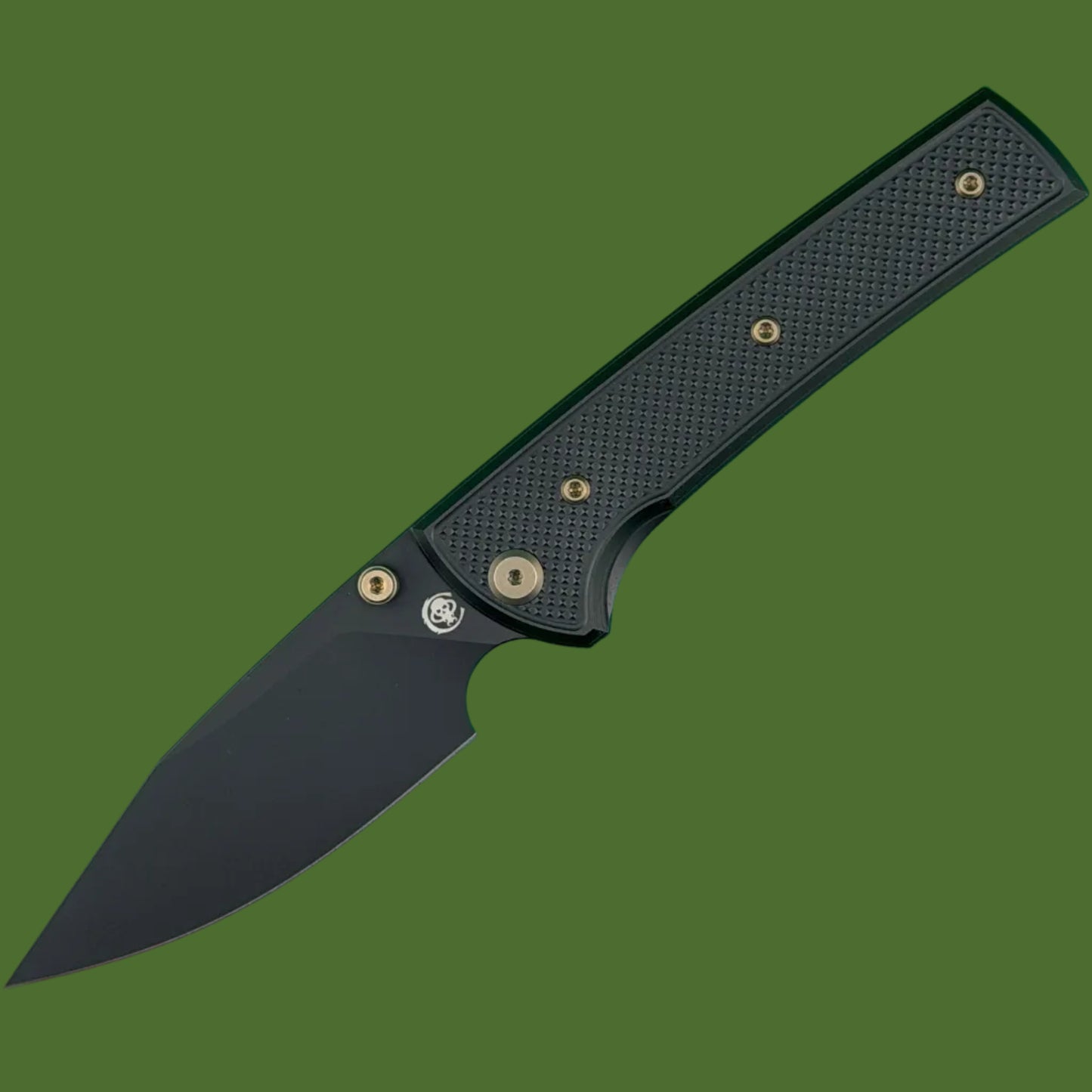 Chaves Blue Label Scapegoat 229 Liner Lock Black Knurled Aluminum Handles Bronze Hardware (Black)