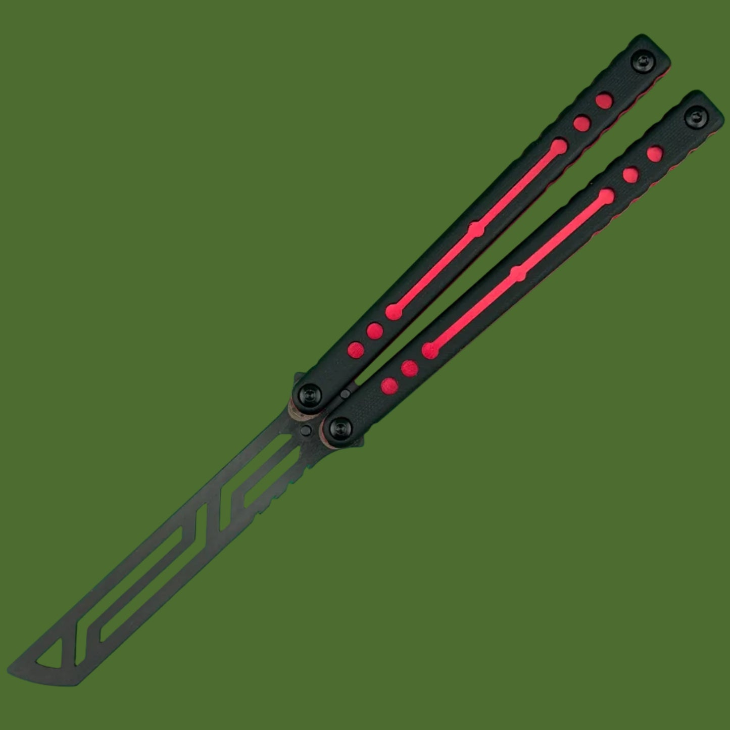 Squid Industries Inked Nautilus V2 Black G-10 Red Trainer Balisong