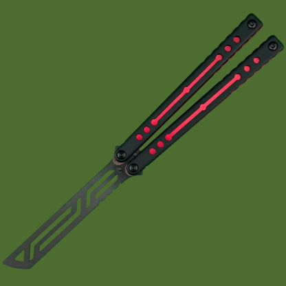 Squid Industries Inked Nautilus V2 Black G-10 Red Trainer Balisong