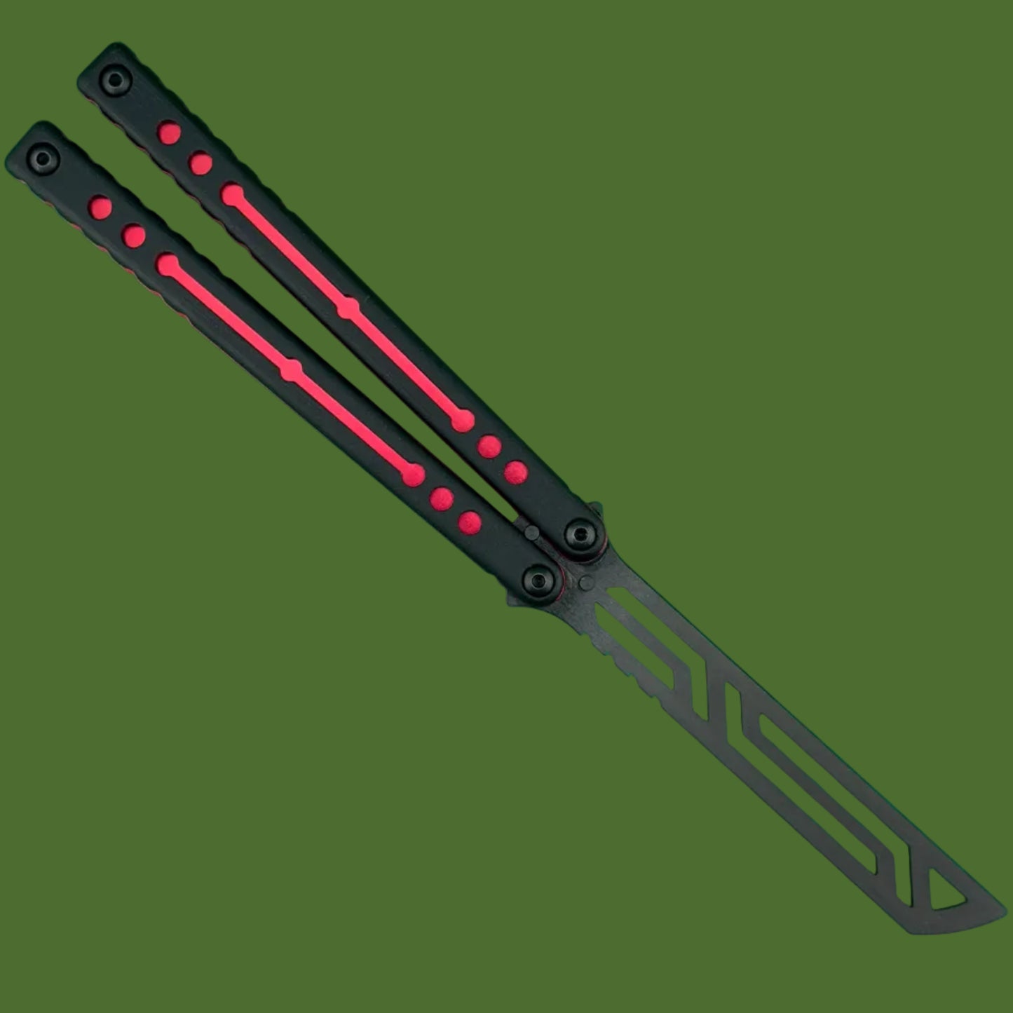 Squid Industries Inked Nautilus V2 Black G-10 Red Trainer Balisong