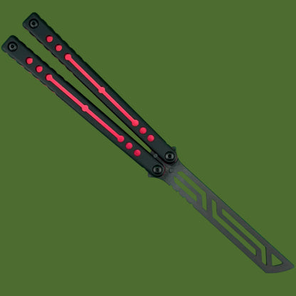 Squid Industries Inked Nautilus V2 Black G-10 Red Trainer Balisong