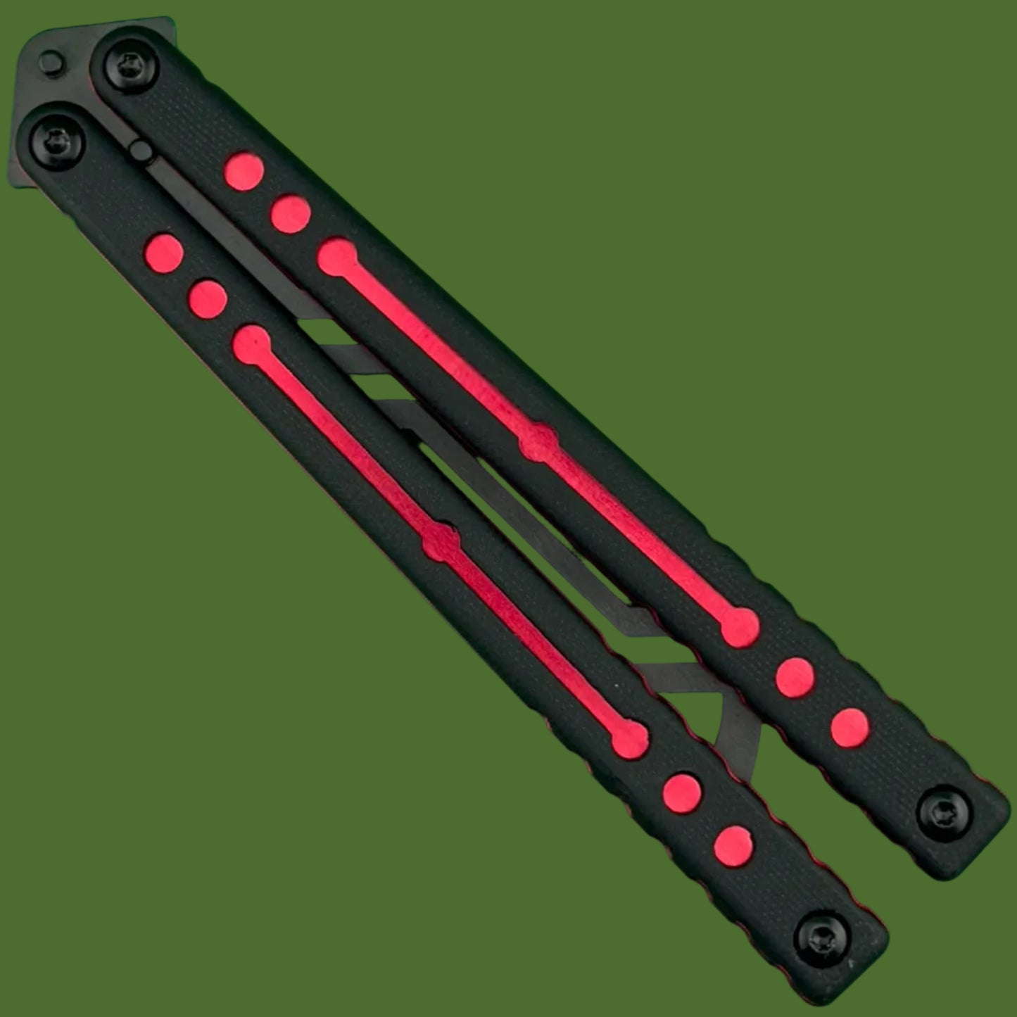 Squid Industries Inked Nautilus V2 Black G-10 Red Trainer Balisong