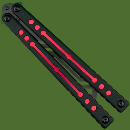 Squid Industries Inked Nautilus V2 Black G-10 Red Trainer Balisong