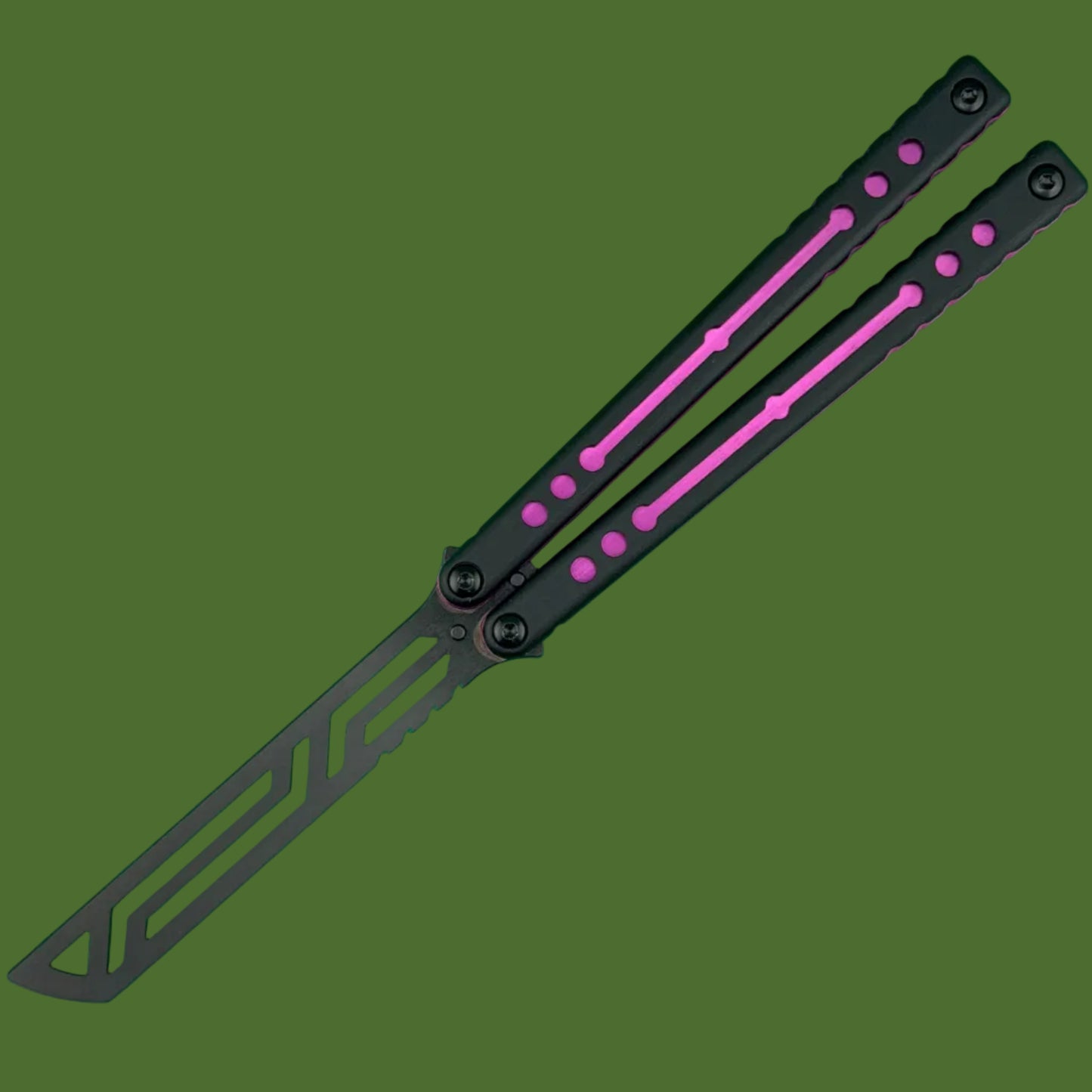 Squid Industries Inked Nautilus V2 Black G-10 Purple Trainer Balisong