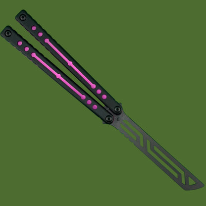 Squid Industries Inked Nautilus V2 Black G-10 Purple Trainer Balisong