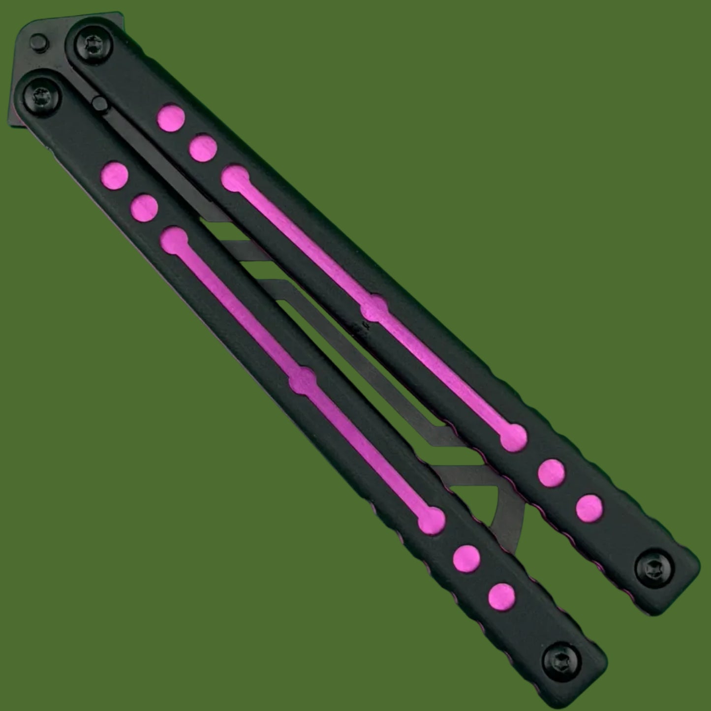 Squid Industries Inked Nautilus V2 Black G-10 Purple Trainer Balisong