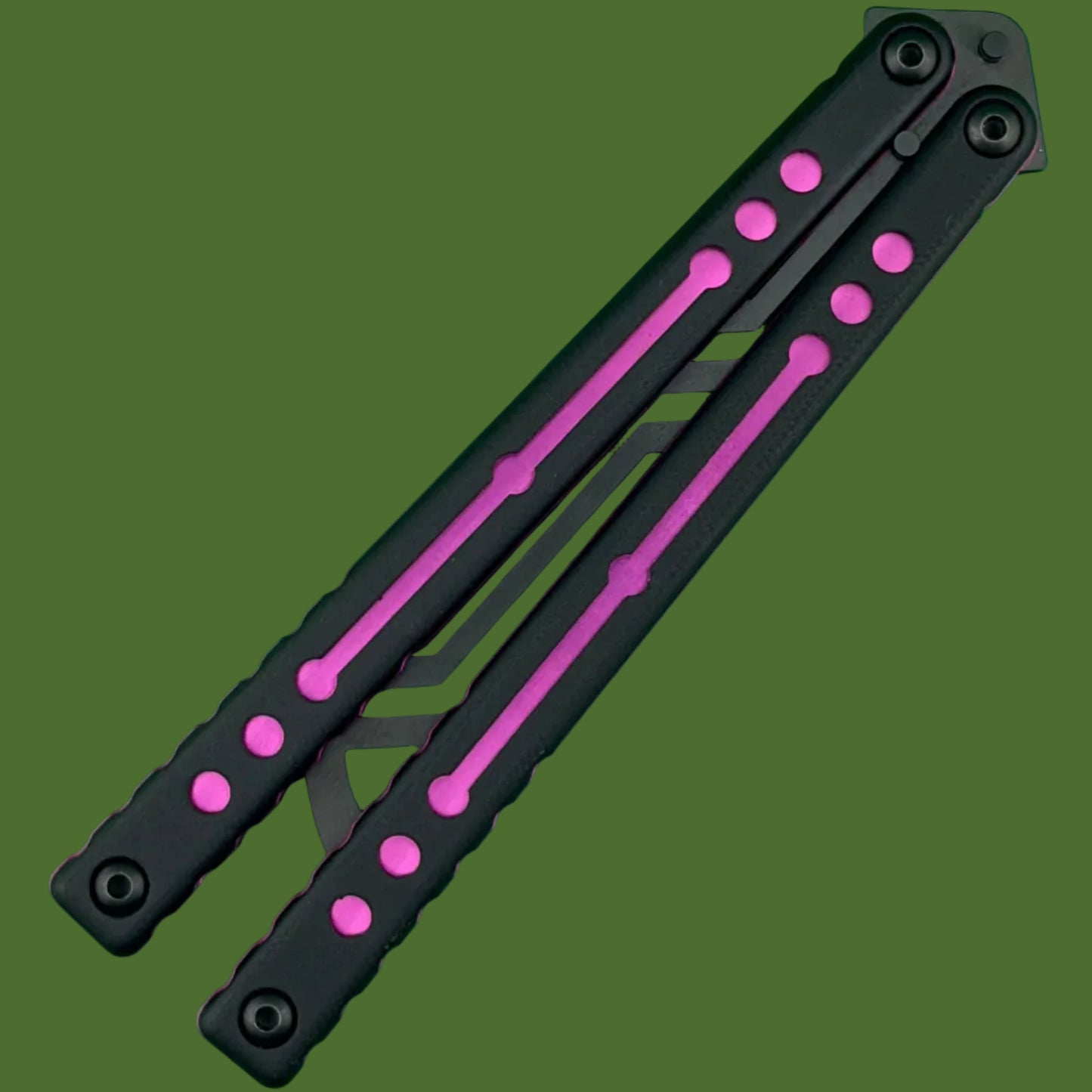 Squid Industries Inked Nautilus V2 Black G-10 Purple Trainer Balisong