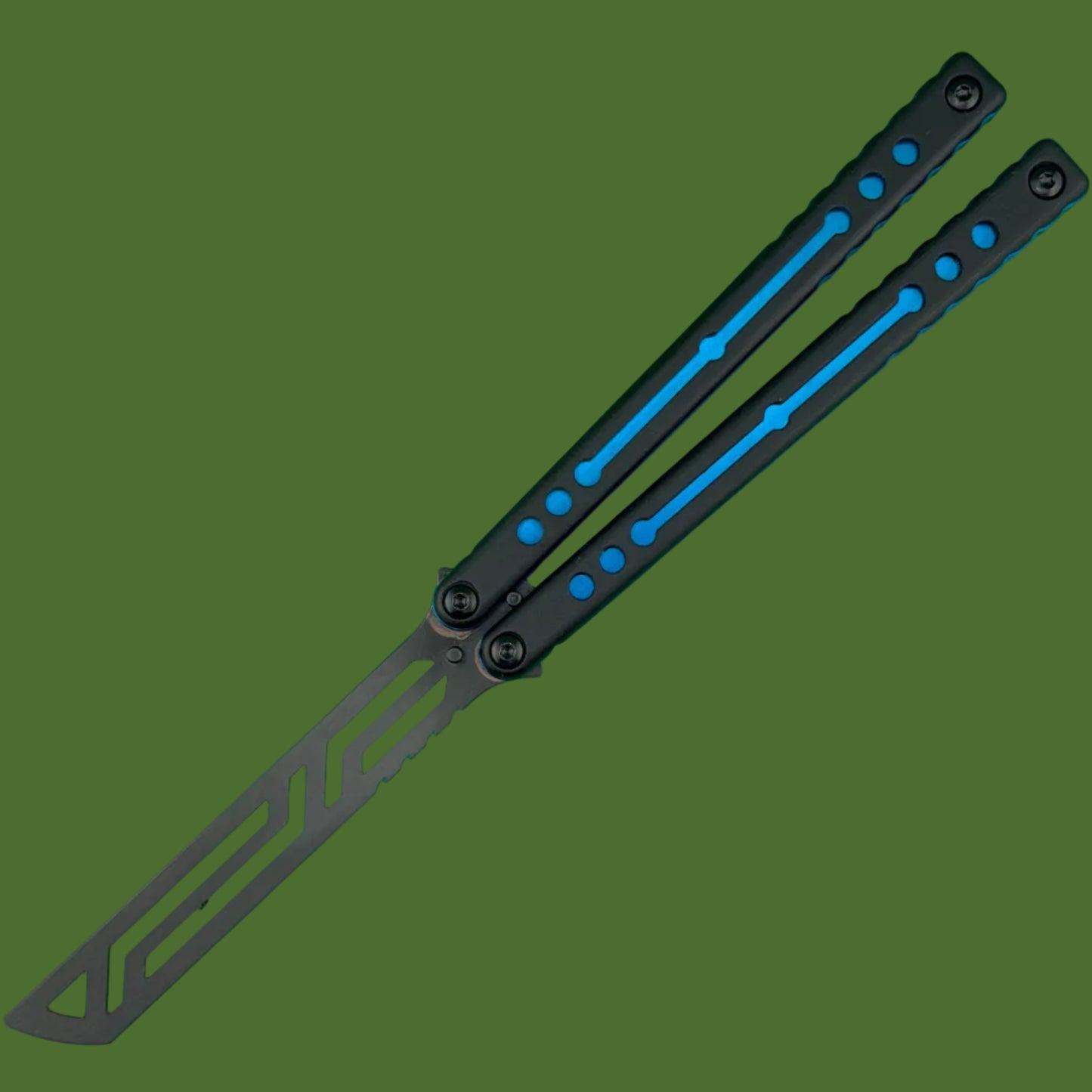 Squid Industries Inked Nautilus V2 Black G-10 Blue Trainer Balisong