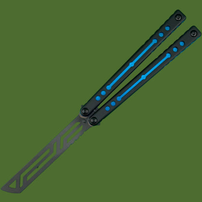 Squid Industries Inked Nautilus V2 Black G-10 Blue Trainer Balisong
