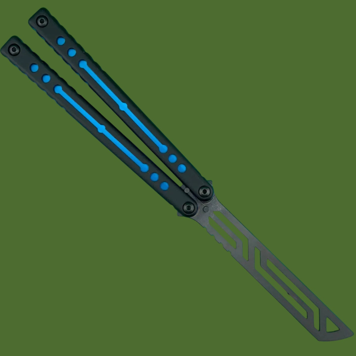 Squid Industries Inked Nautilus V2 Black G-10 Blue Trainer Balisong