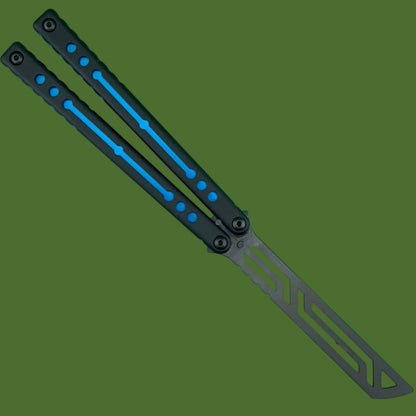 Squid Industries Inked Nautilus V2 Black G-10 Blue Trainer Balisong