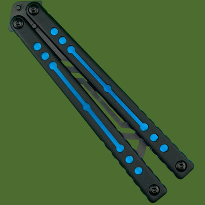 Squid Industries Inked Nautilus V2 Black G-10 Blue Trainer Balisong