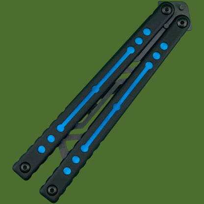 Squid Industries Inked Nautilus V2 Black G-10 Blue Trainer Balisong