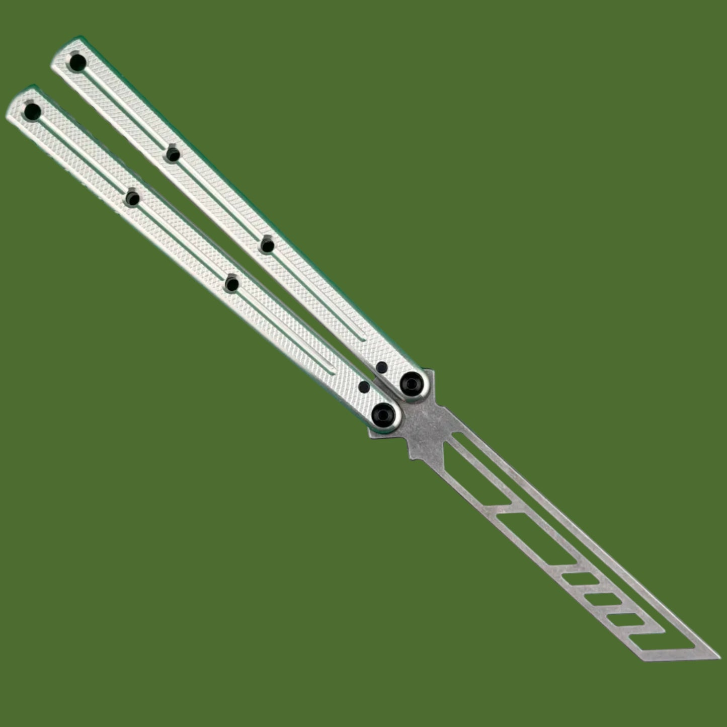 Squid Industries Krake Raken V3 Trainer Balisong Stonewashed Silver