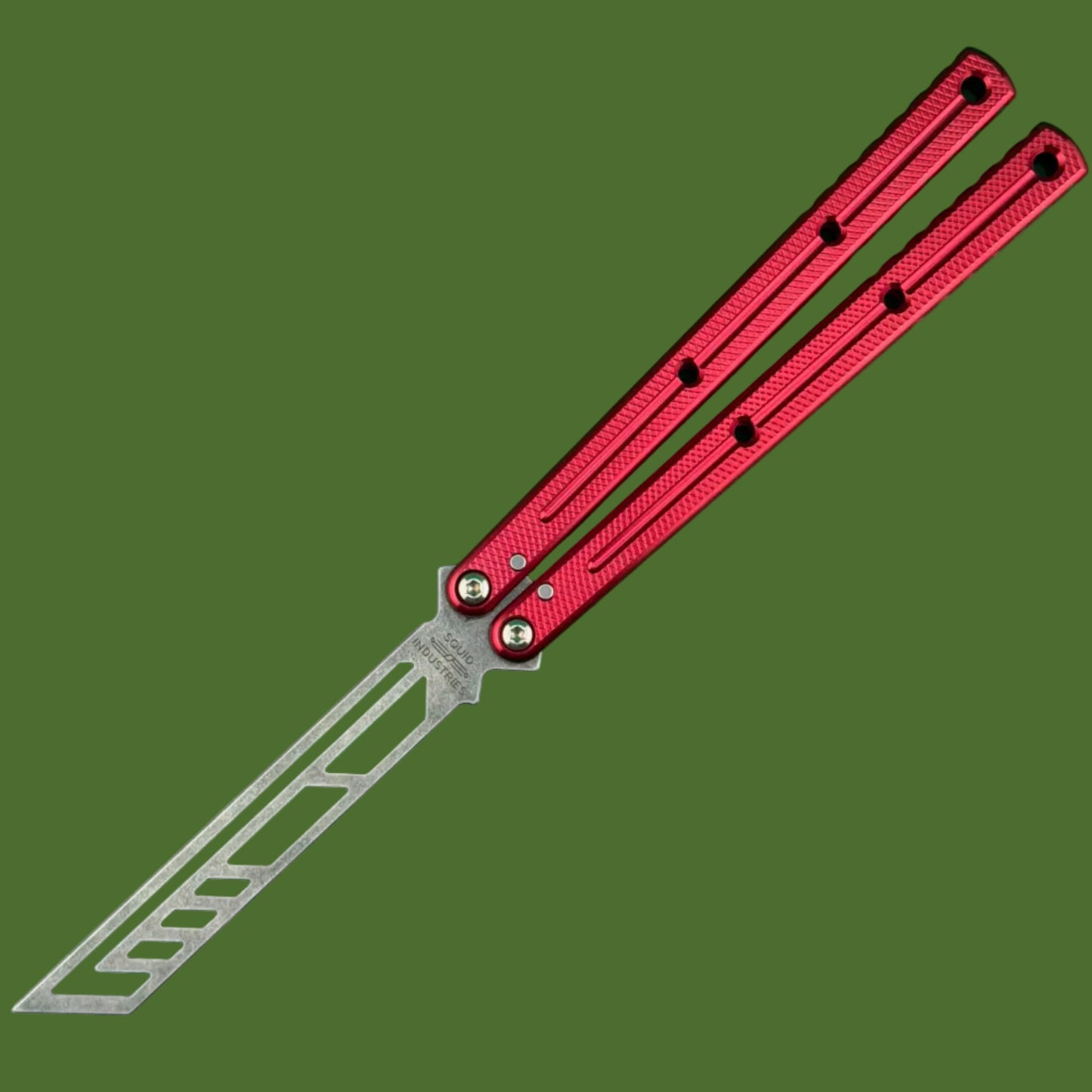 Squid Industries Krake Raken V3 Trainer Balisong Stonewashed Red