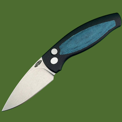 TRM Pit Bull Auto 3D Aluminum Blue Denim Micarta Inlay