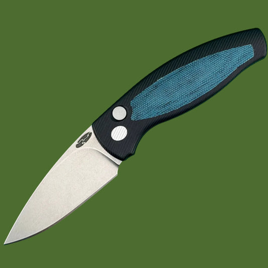 TRM Pit Bull Auto 3D Aluminum Blue Denim Micarta Inlay