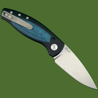 TRM Pit Bull Auto 3D Aluminum Blue Denim Micarta Inlay