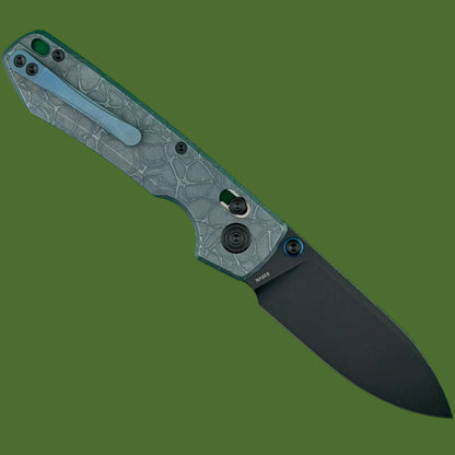 Vosteed Raccoon TiSlim Acid Wash Blue Titanium Handle Black Stonewash Blade