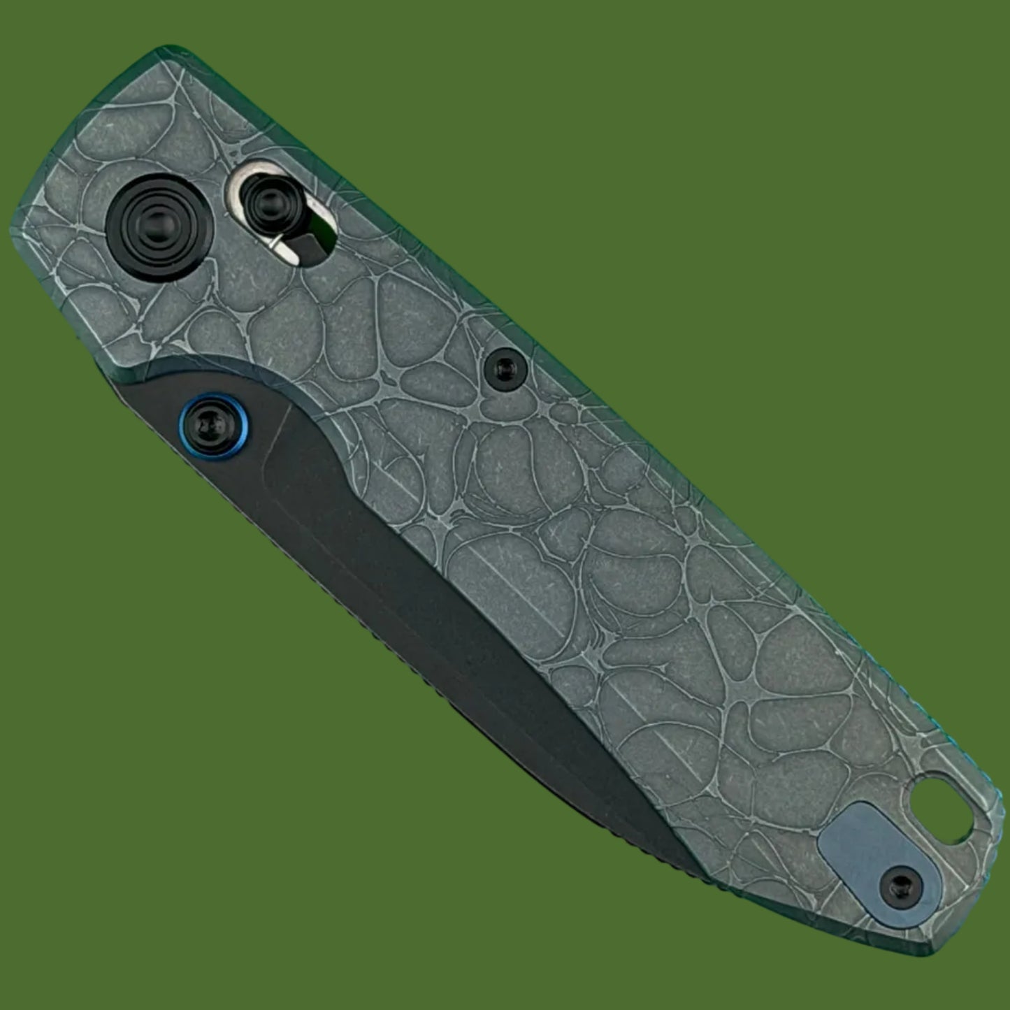 Vosteed Raccoon TiSlim Acid Wash Blue Titanium Handle Black Stonewash Blade