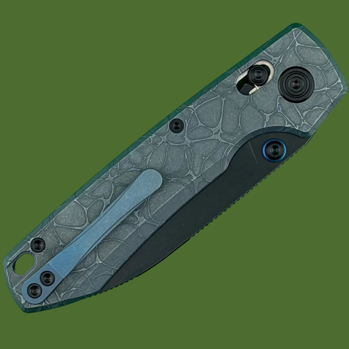 Vosteed Raccoon TiSlim Acid Wash Blue Titanium Handle Black Stonewash Blade