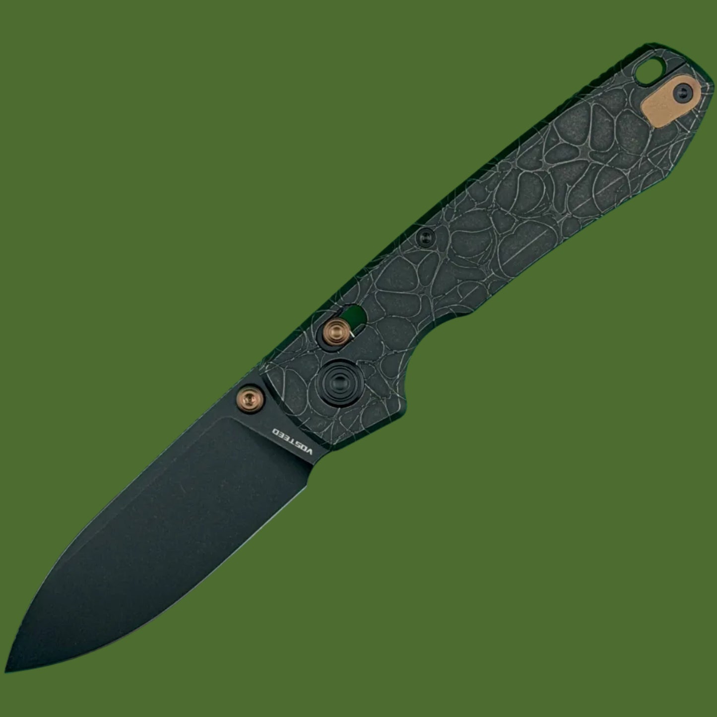 Vosteed Raccoon TiSlim Acid Wash Black Titanium Handle Black Stonewash Blade