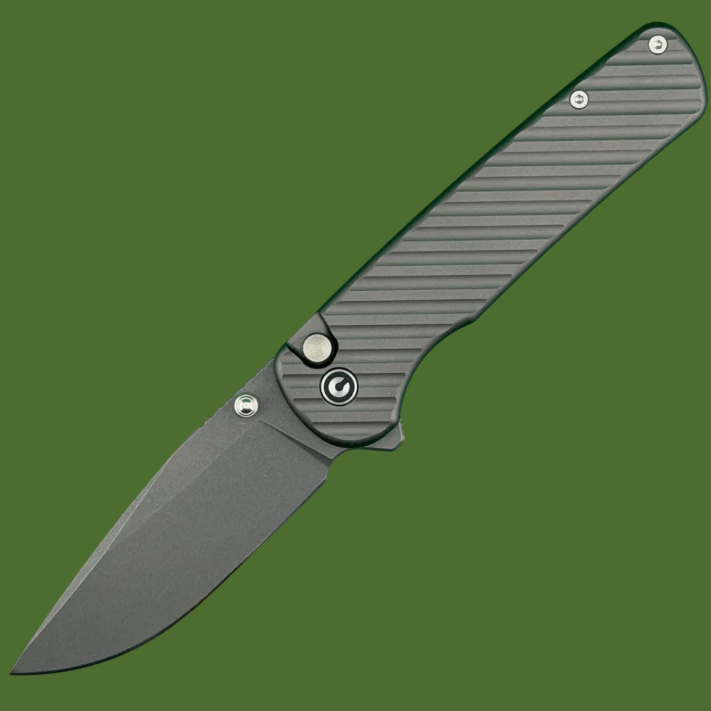 Civivi Iron Tide Button Lock Grey Aluminum Stonewashed