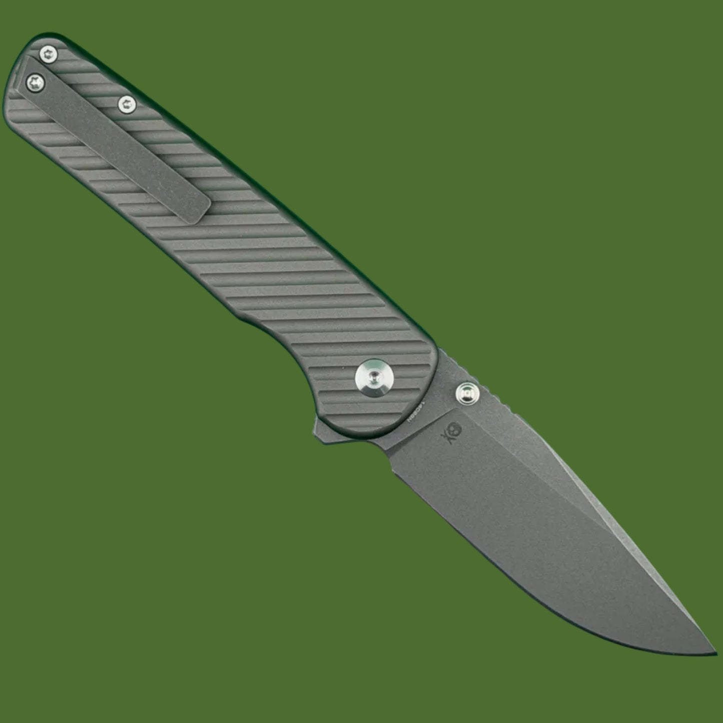 Civivi Iron Tide Button Lock Grey Aluminum Stonewashed