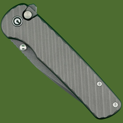 Civivi Iron Tide Button Lock Grey Aluminum Stonewashed