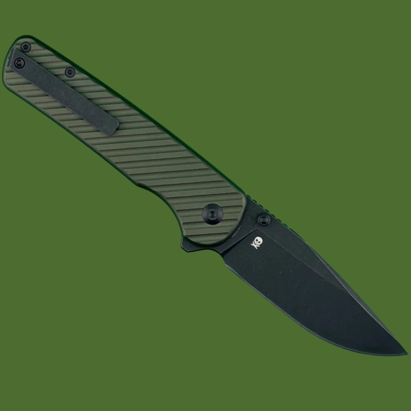 Civivi Iron Tide Button Lock Forest Green Aluminum Black Stonewashed Blade