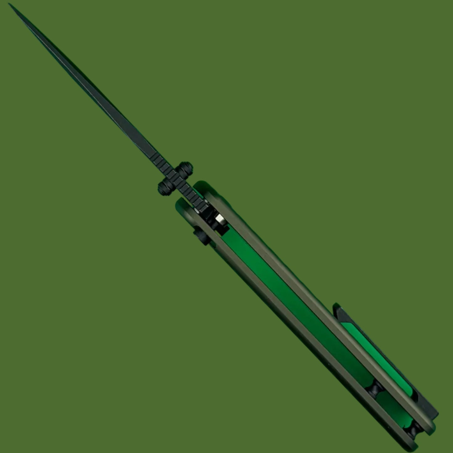 Civivi Iron Tide Button Lock Forest Green Aluminum Black Stonewashed Blade