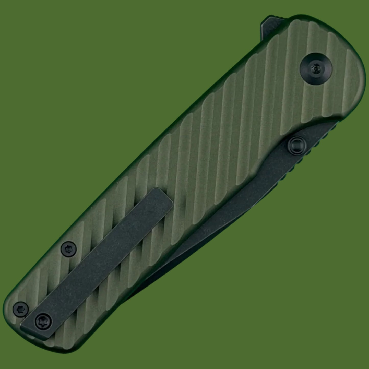 Civivi Iron Tide Button Lock Forest Green Aluminum Black Stonewashed Blade