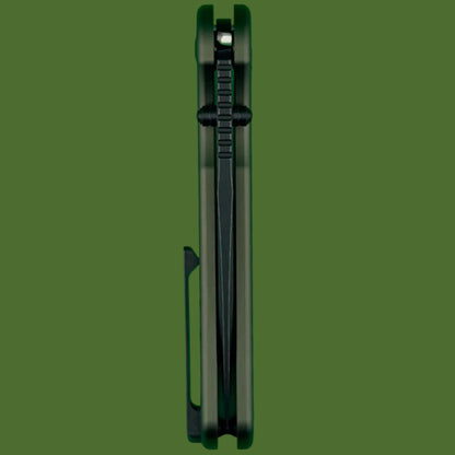 Civivi Iron Tide Button Lock Forest Green Aluminum Black Stonewashed Blade