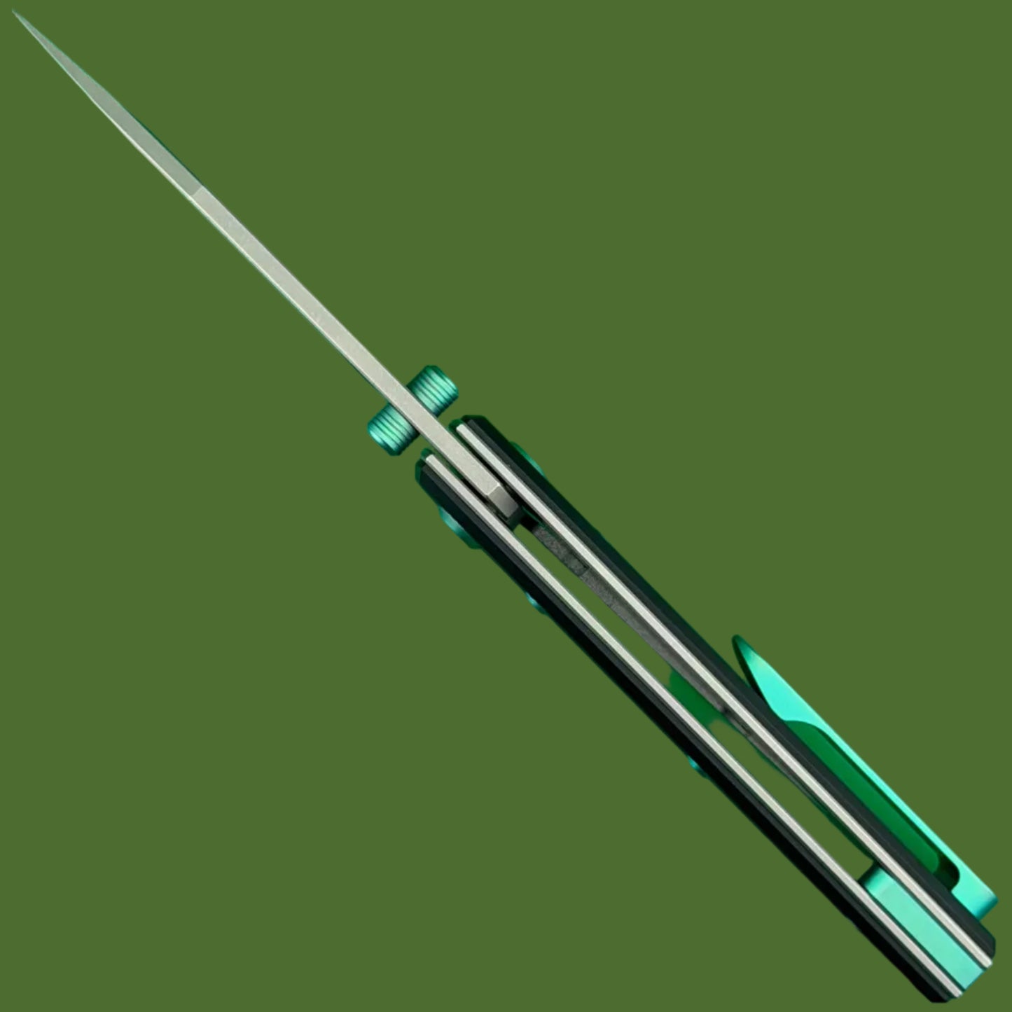 Chaves Blue Label Scapegoat Street Liner Lock Black Knurled Aluminum Handles Green Hardware (Stonewash)