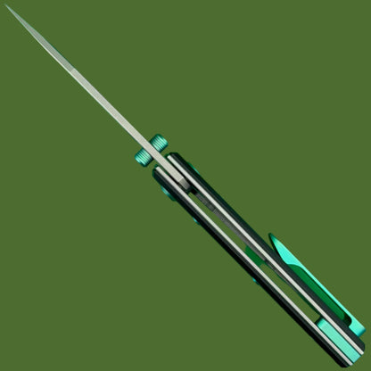 Chaves Blue Label Scapegoat Street Liner Lock Black Knurled Aluminum Handles Green Hardware (Stonewash)