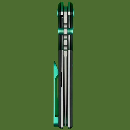 Chaves Blue Label NTAK Liner Lock Black Knurled Aluminum Handles Green Hardware (Stonewash Drop Point)