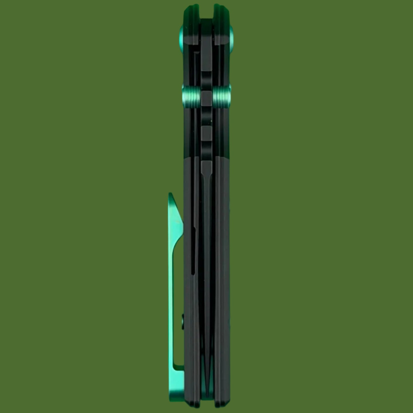 Chaves Blue Label NTAK Liner Lock Black Knurled Aluminum Handles Green Hardware (Black Drop Point)